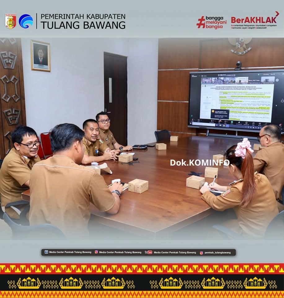 Pemerintah Kabupaten Tulang Bawang ikuti Rapat Koordinasi Percepatan Pembentukan Koperasi Merah Putih Secara Daring.
