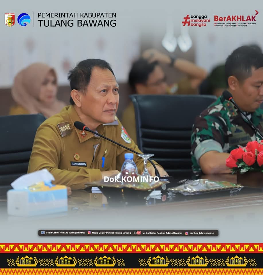 Bupati Tulang Bawang ikuti Arahan Menteri Pertanian Soal Swasembada Pangan Hadapi Kemarau Tahun 2025.