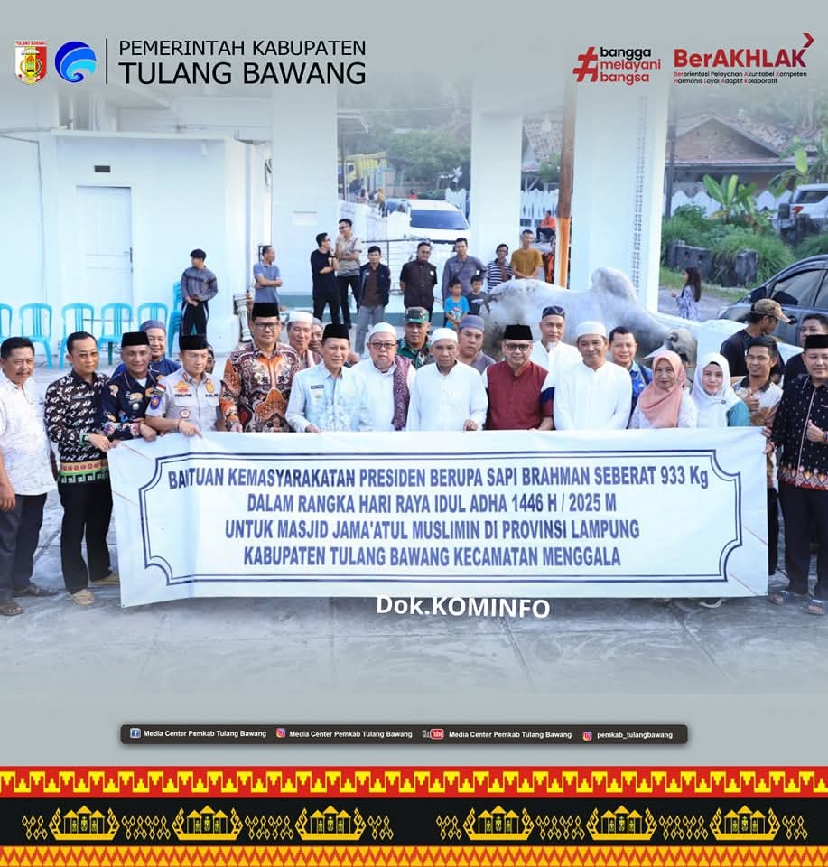 Tulang Bawang Terima Sapi Kurban Jumbo dari Presiden Prabowo Untuk Idul Adha 2025.