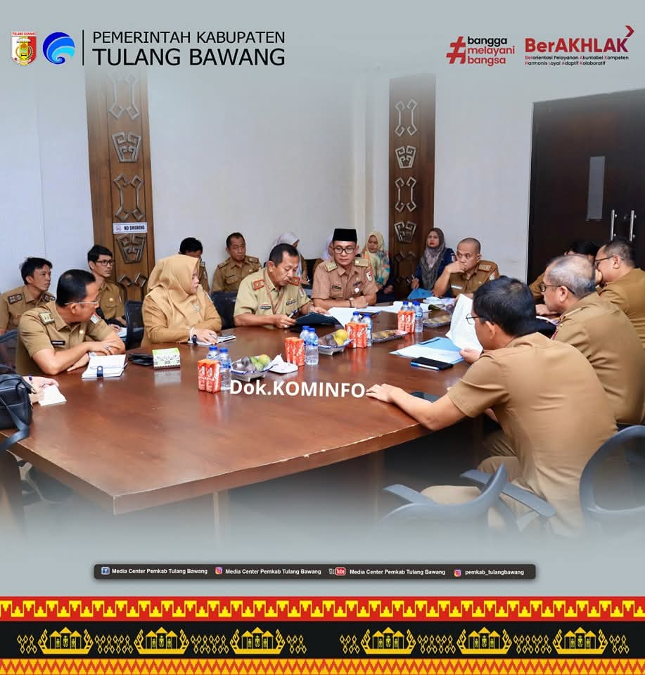 Rapat Koordinasi Relokasi Rumah Warga di Daerah Aliran Sungai Way Tulang Bawang di Gelar di Ruang Rapat Sekdakab.